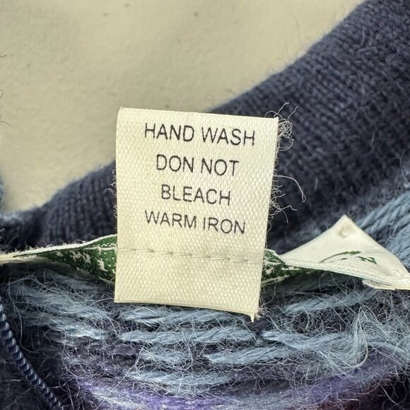 Caamano Pullover Sweater 100% Alpaca Hand Knit Peruvian Purple Floral Large - Picture 4 of 7